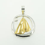Sails in Wave 14K Gold and Sterling Silver Pendant