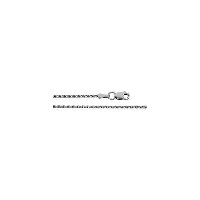 14K White Gold Diamond Cut 1.5mm Wheat Chain with Lobster Claw Clasp
