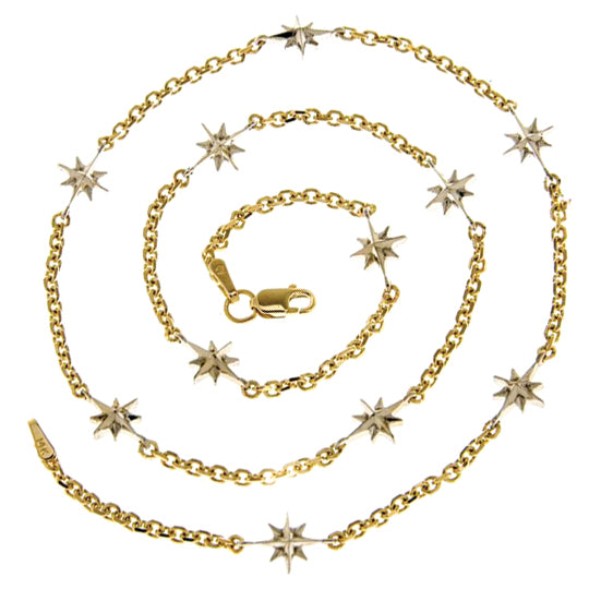 Compass Rose 14K Gold Endless Stars Necklace with Eleven Stars