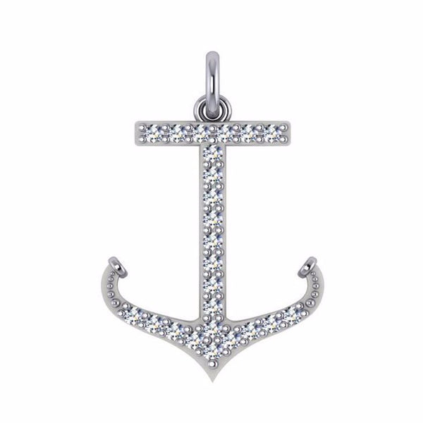 Gold anchor pendant with outlet diamonds