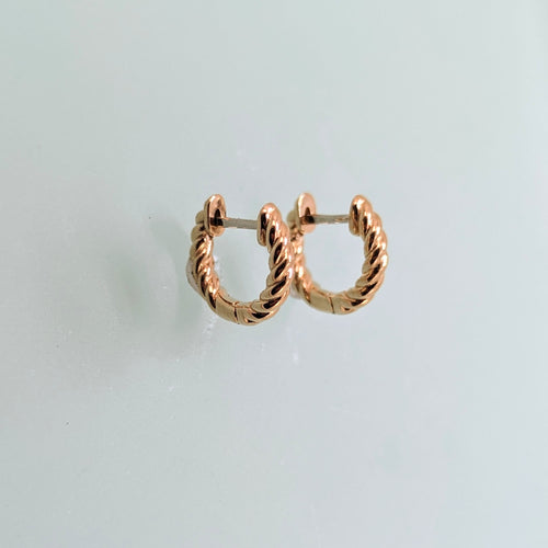 14K Gold Rope Hinged Hoop Earrings