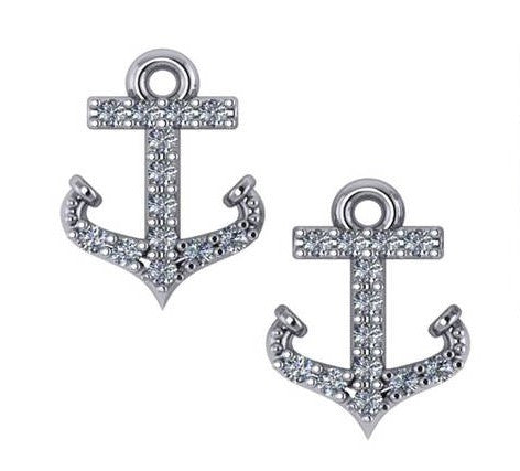 Diamond anchor clearance earrings
