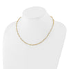 14K Gold Paperclip Link Necklace with Alternating Rope Textured Links