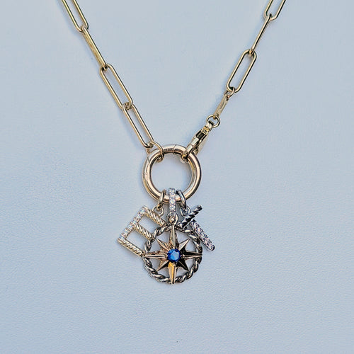 14K Gold Rope Diamond Initial Charm