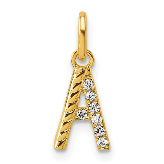 14K Gold Rope Diamond Initial Charm
