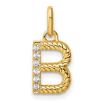14K Gold Rope Diamond Initial Charm