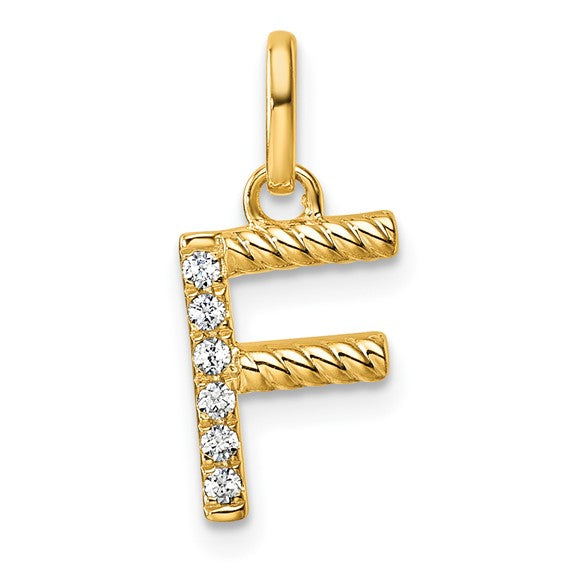 14K Gold Rope Diamond Initial Charm