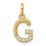 14K Gold Rope Diamond Initial Charm