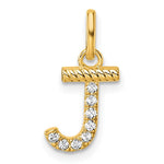 14K Gold Rope Diamond Initial Charm