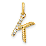 14K Gold Rope Diamond Initial Charm