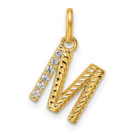 14K Gold Rope Diamond Initial Charm