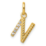 14K Gold Rope Diamond Initial Charm