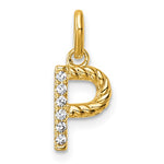 14K Gold Rope Diamond Initial Charm