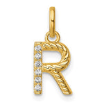 14K Gold Rope Diamond Initial Charm