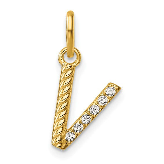 14K Gold Rope Diamond Initial Charm