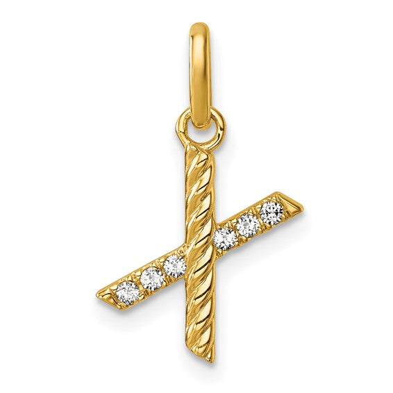 14K Gold Rope Diamond Initial Charm