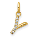 14K Gold Rope Diamond Initial Charm