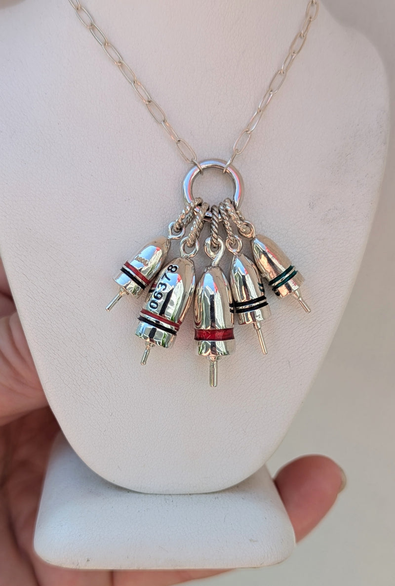 Sterling Silver Lobster Pot Buoy Charm or Necklace