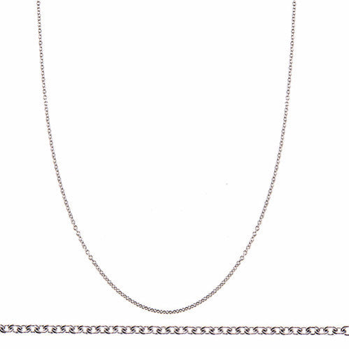 14K White Gold Cable Link Chain 1.1mm with Spring Ring Clasp