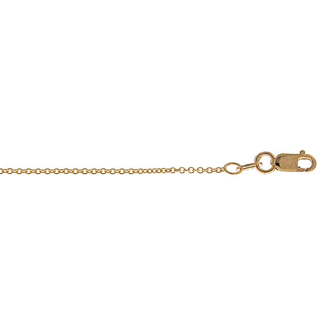 14K Yellow Gold Cable Link Chain 1.3mm with Lobster Claw Clasp