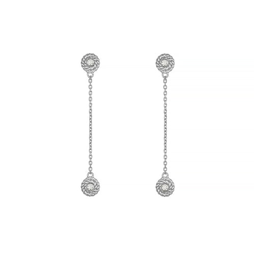 14K Gold Rope Accent Diamond Earrings
