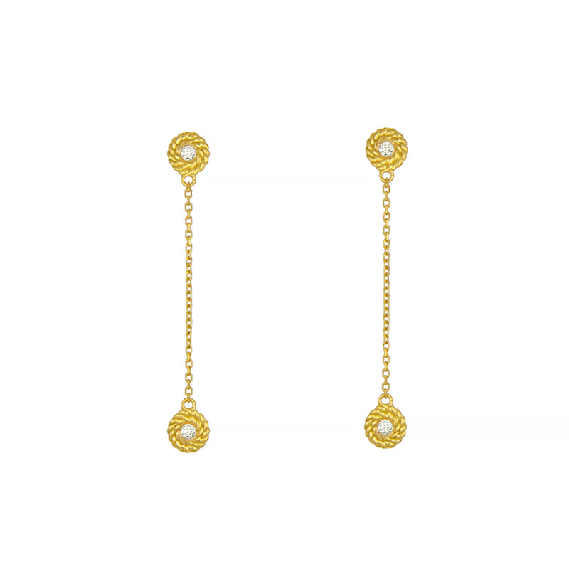 14K Gold Rope Accent Diamond Earrings