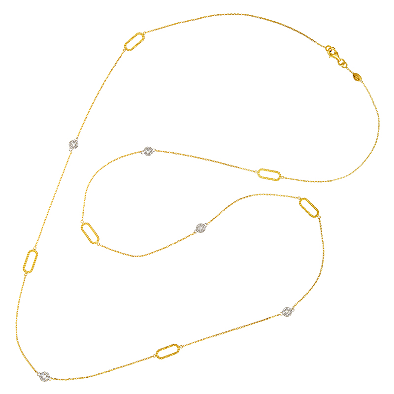 Diamonds by the Yard 14K Gold 34" Rope-Detailed Paperclip Link Necklace