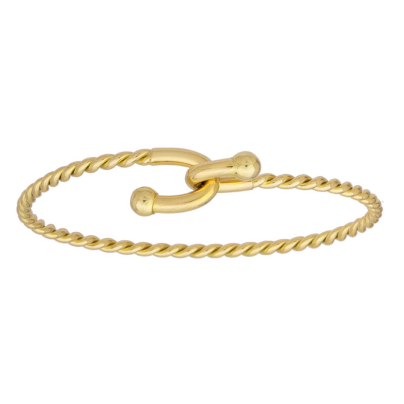 14K Yellow Gold Rope and Hook Bangle Bracelet