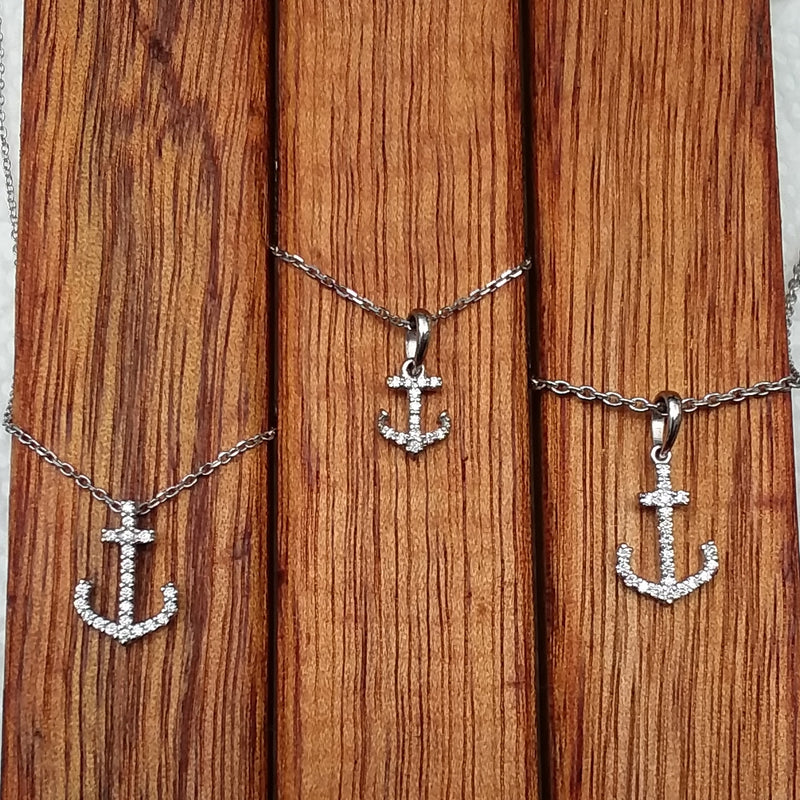 Petite 14K Gold Diamond Anchor Slide Necklace
