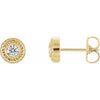 14K Gold Rope Accent Diamond Post Earrings