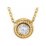 14K Gold Rope Accented Diamond Solitaire Slide Necklace