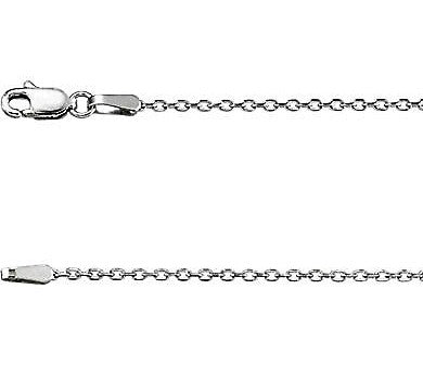 14K White Gold Diamond Cut Cable Link Chain 1.4mm with Lobster Claw Clasp