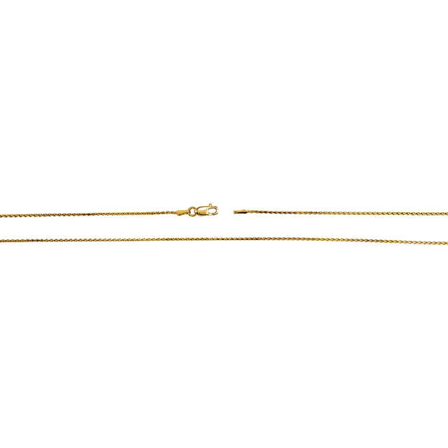 14K Yellow Gold Diamond Cut 1mm Wheat Chain with Lobster Claw Clasp