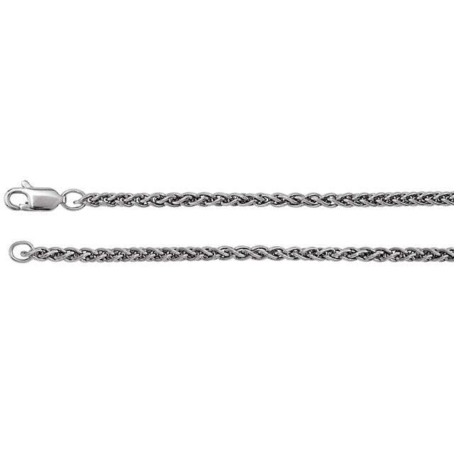 Sterling Silver Wheat Chain 2.4mm with Lobster Claw Clasp