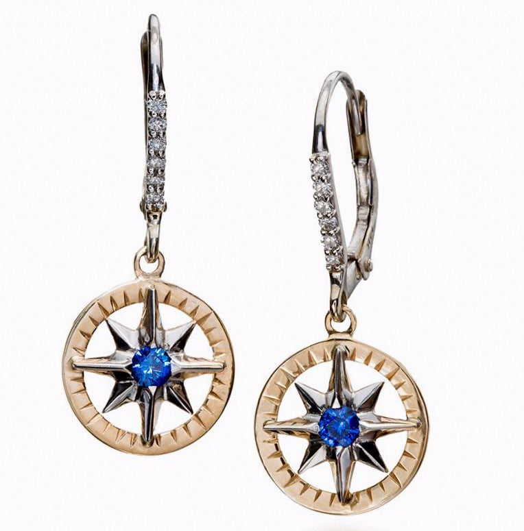 Compass Rose Classic 14K Two-Tone Gold with Sapphires and Diamond