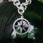 Compass Rose Sterling Silver Bracelet with Grande Rope Rim Compass Charm