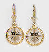 Compass Rose Rope RIm Women's Medium 14K Two-Tone Gold Lever-Back Dangle Earrings