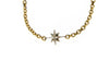 Compass Rose 14K Gold Endless Stars Solitaire on 14K Yellow Gold Cable Link Chain
