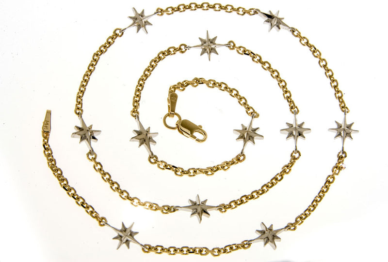Compass Rose 14K Gold Endless Stars Necklace with Thirteen Stars