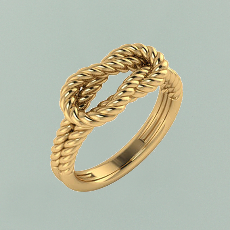 Small 14K Gold Rope Knot Ring 14K Yellow Gold