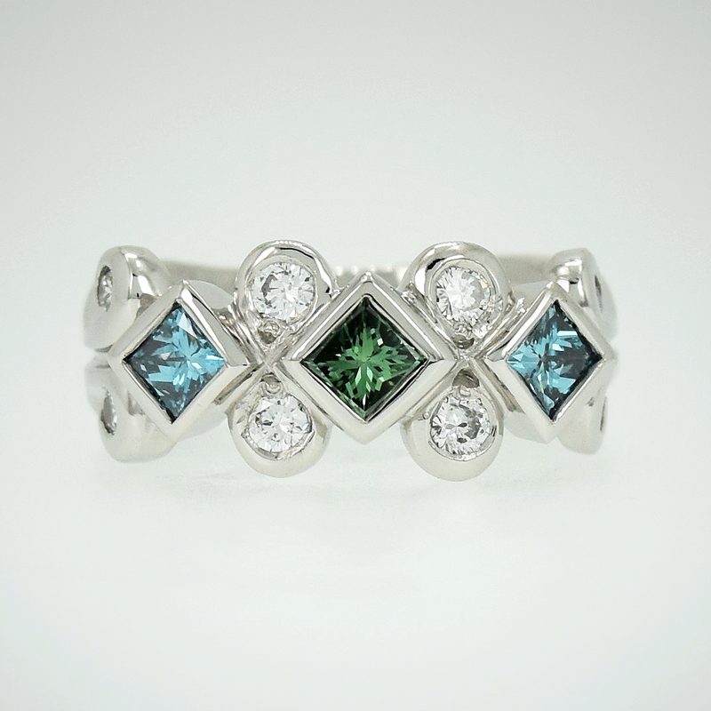 Caribbean Dreams Blue and Green Diamond Lace Ring