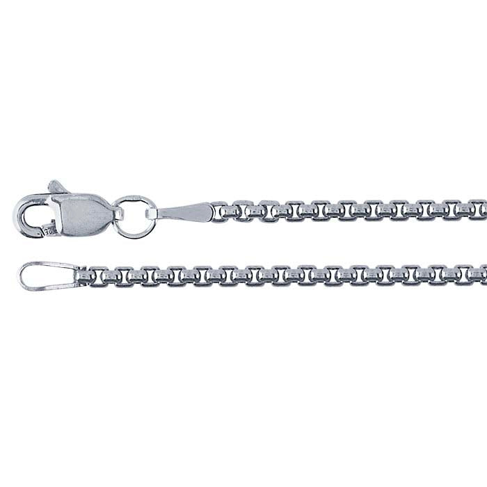 Sterling Silver Oxidized Rounded Box-link Chain 1.7mm with Lobster Claw Clasp
