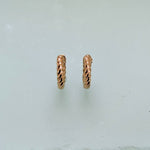14K Gold Rope Hinged Hoop Earrings